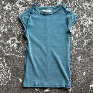 Free People Blue Short Sleeve Top